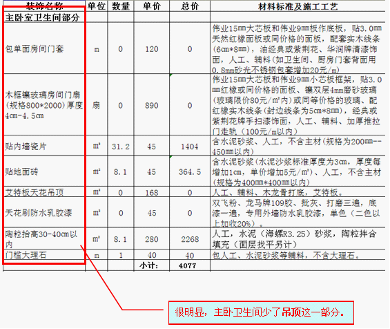 裝修預算表格效果圖9