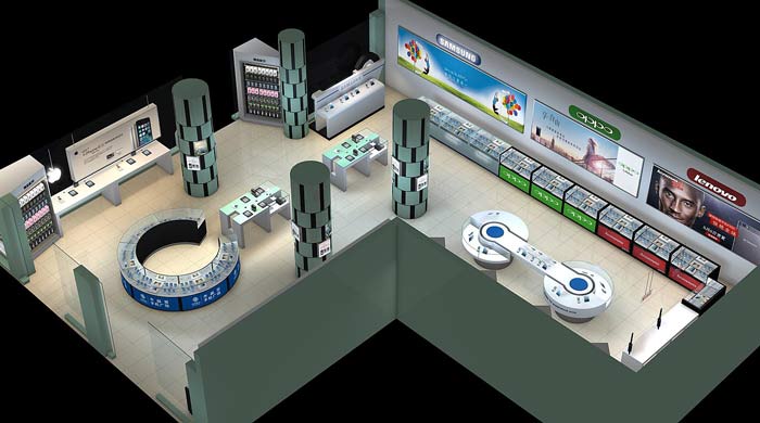 2016年最新、最熱手機(jī)店手機(jī)展示柜裝修設(shè)計(jì)案例效果圖