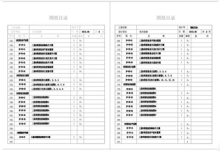 杭州精品酒店室內(nèi)裝飾工程深化設(shè)計(jì)施工圖圖紙目錄4