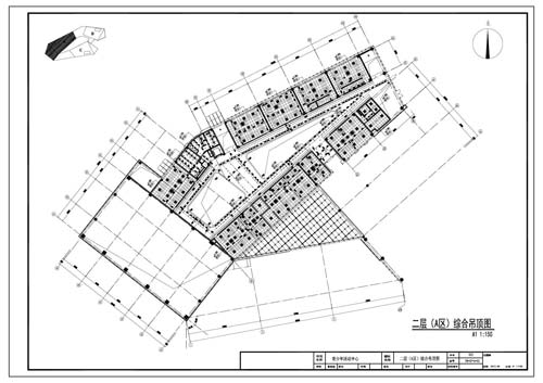 青少年活動(dòng)中心施工圖深化設(shè)計(jì)二層A區(qū)綜合頂面圖