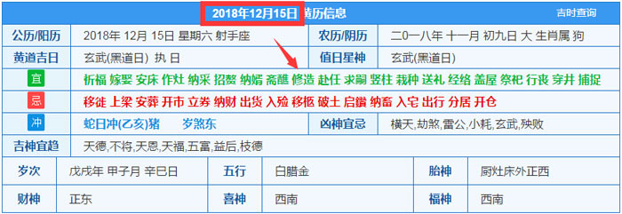 2018年12月15日裝修吉日截圖