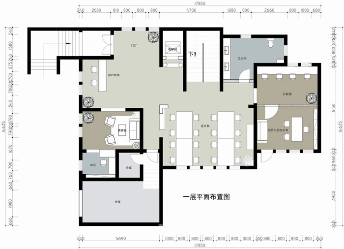 家庭辦公室一層平面圖